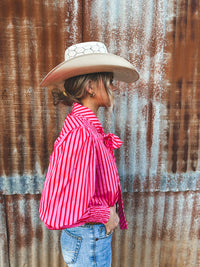 Nellie Top - Pink & Red Stripe