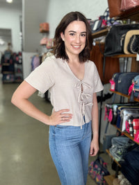 Hampton Top - Beige Gingham