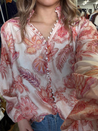 Bloom Top - Coral Print