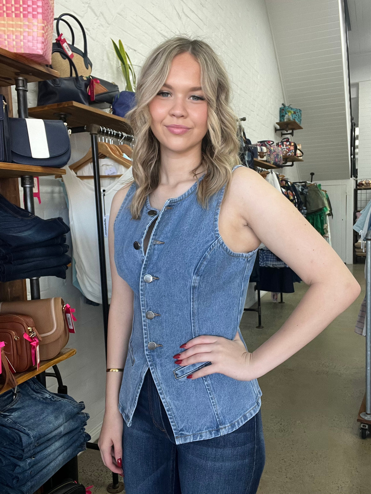 Lena Vest - Light Denim