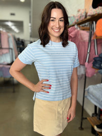AAE Washed Tee - Ocean Blue Stripe