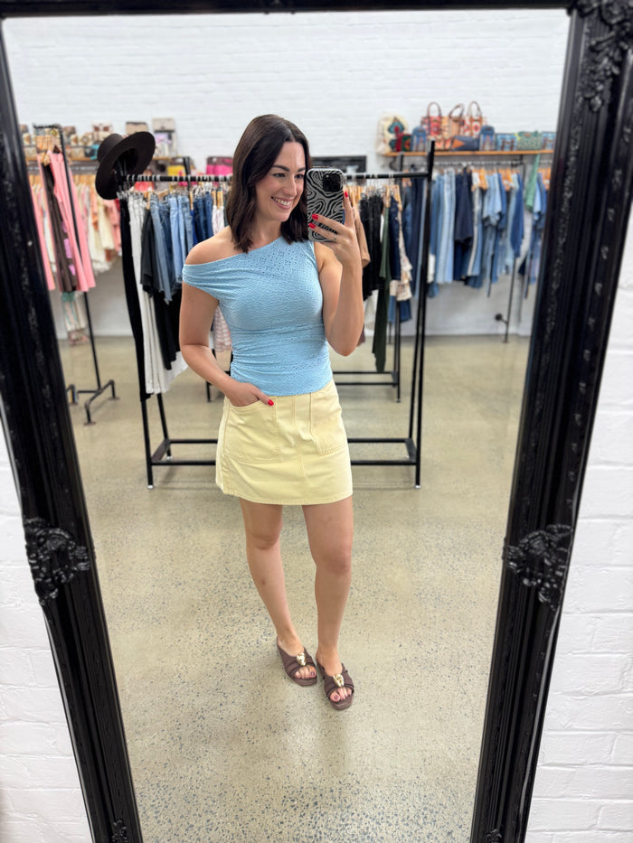 Ivy Off Shoulder Top - Blue