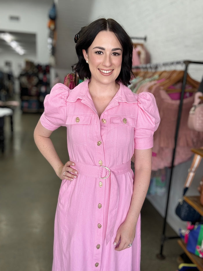 Layney Dress - Pink Denim