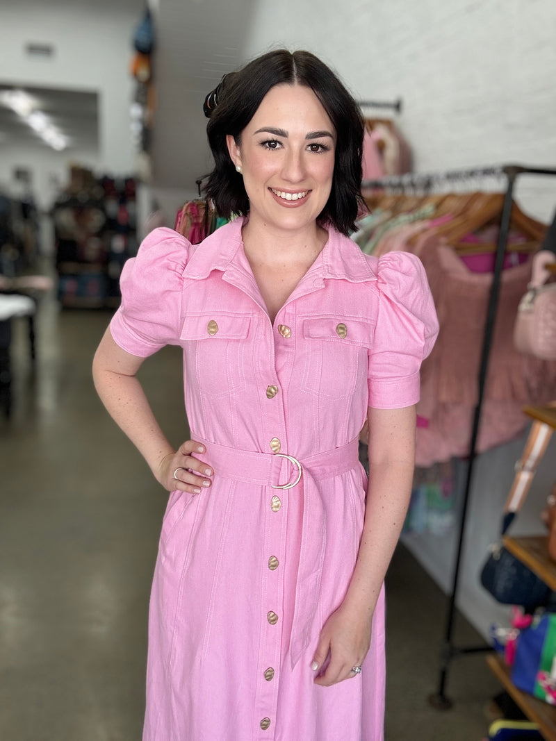 Layney Dress - Pink Denim