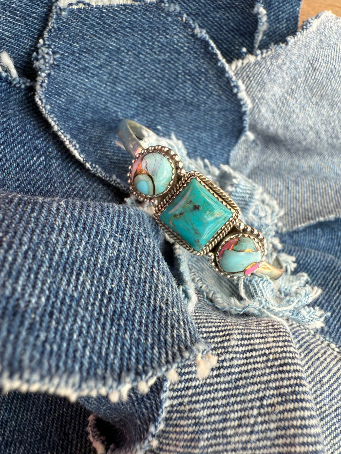 Ferry Cuff - Silver Cotton Candy Turquoise