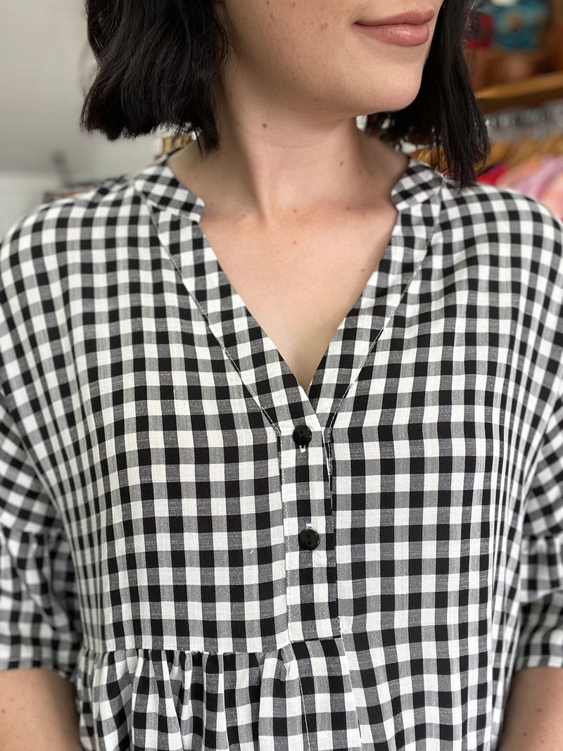 Stacey Top - Black Gingham
