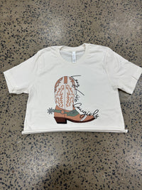 Long Live Cowgirls Boot Tee - Vintage White