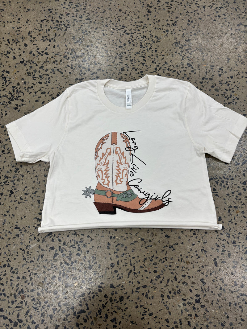 Long Live Cowgirls Boot Tee - Vintage White
