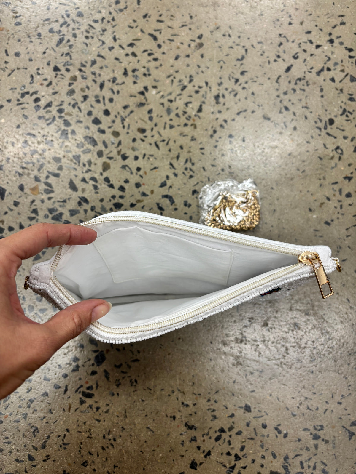 Beaded Clutch - White Parrot