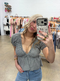 Rylie Top - Black & White Gingham