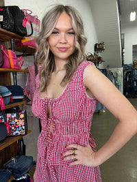Lani Tie Top - Red Gingham
