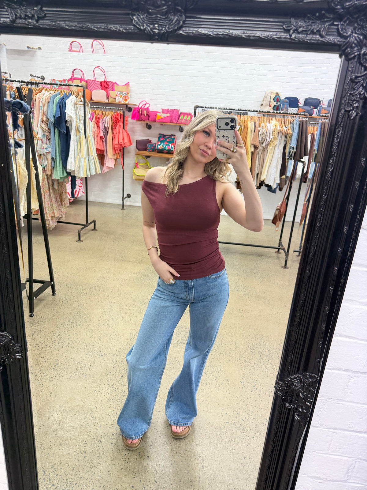 Kylie Off Shoulder Top - Burgundy