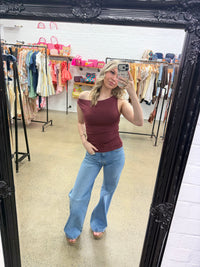 Kylie Off Shoulder Top - Burgundy