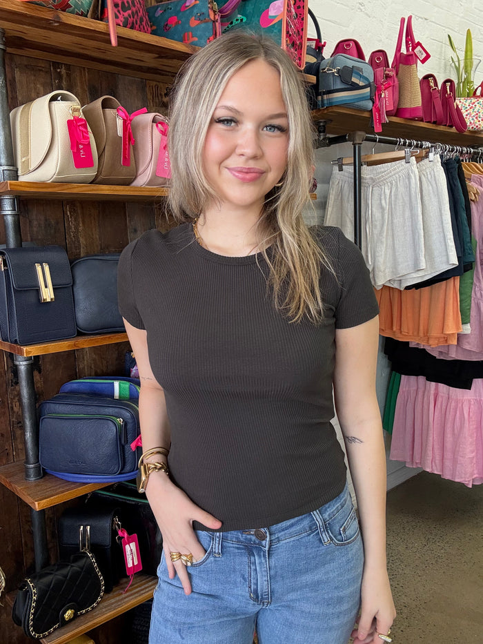 Eve Rib Baby Tee - Black