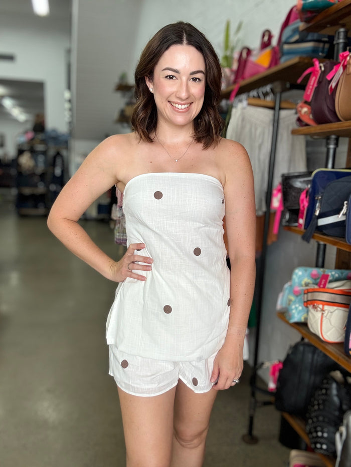 Billy Set - White & Brown Polkadot