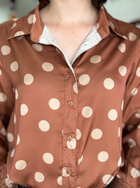 Cecilia Top - Bronze & Beige Dots