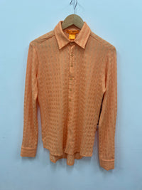 Cowgirl Tuff Pullover Arena Shirt - Orange With Silver Crystals