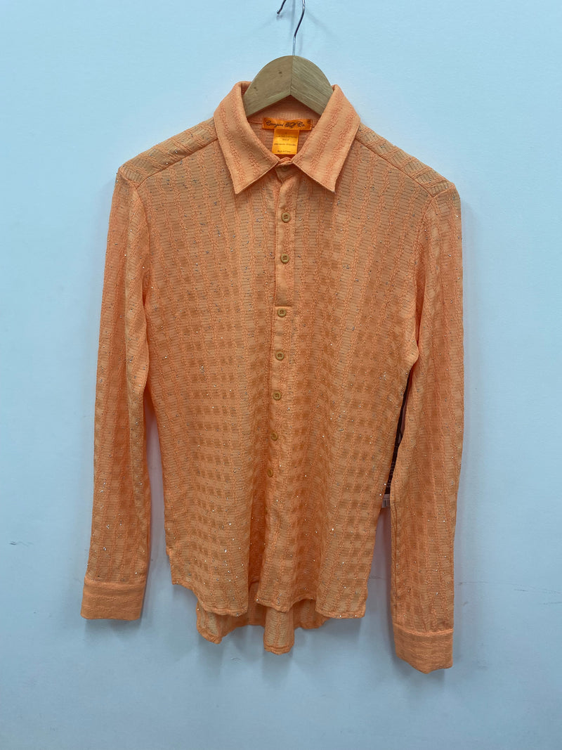 Cowgirl Tuff Pullover Arena Shirt - Orange With Silver Crystals