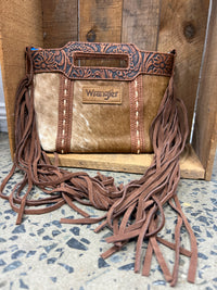 Wrangler Genuine Cowhide Fringe Crossbody (WG283-8015BR) - Brown