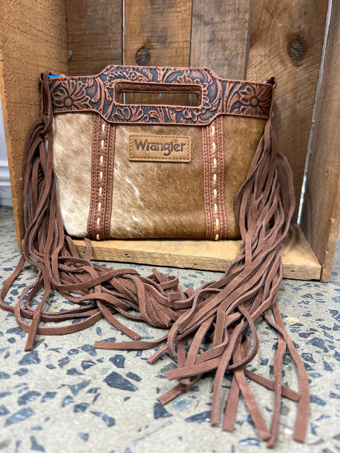 Wrangler Genuine Cowhide Fringe Crossbody (WG283-8015BR) - Brown