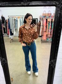 Cecilia Top - Bronze & Beige Dots