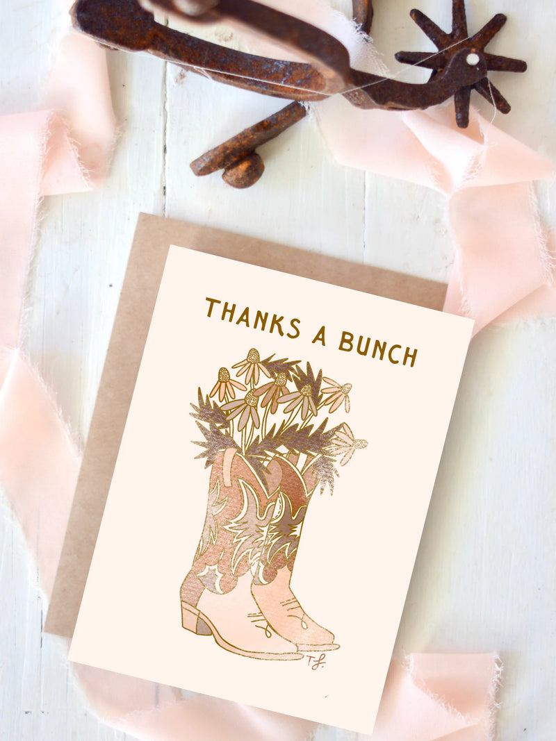 Thankyou Card - Flowers & Boots