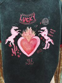 Lucky Yeehaw Tee - Charcoal