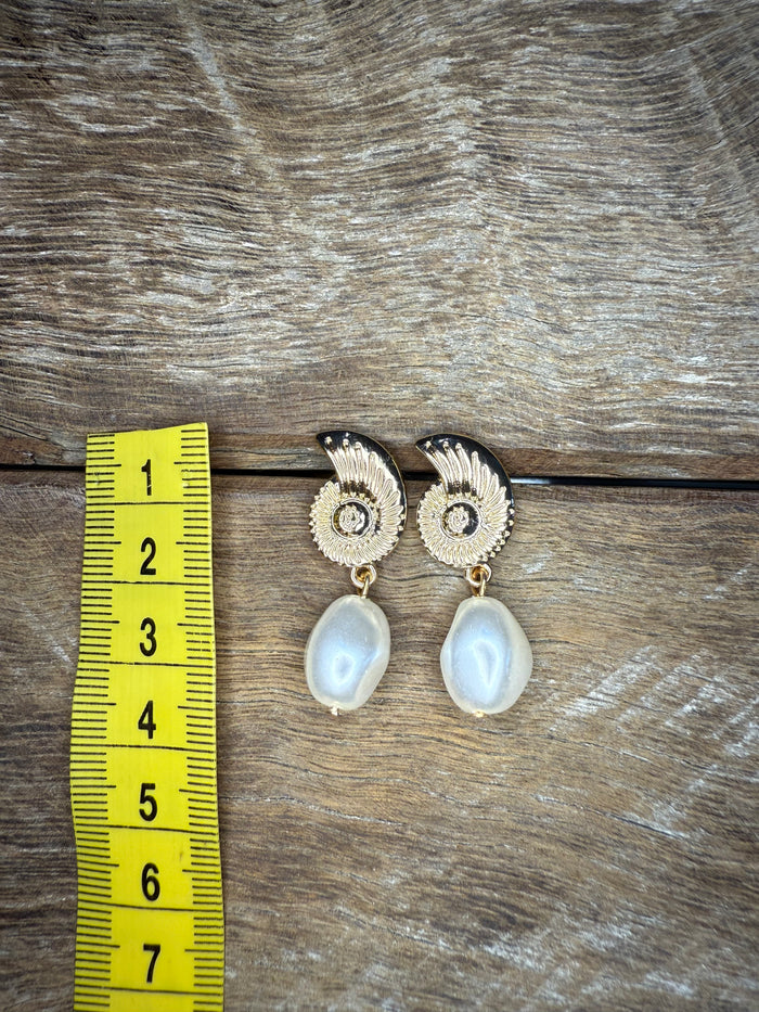 Earrings - Pearl Seashell Drop