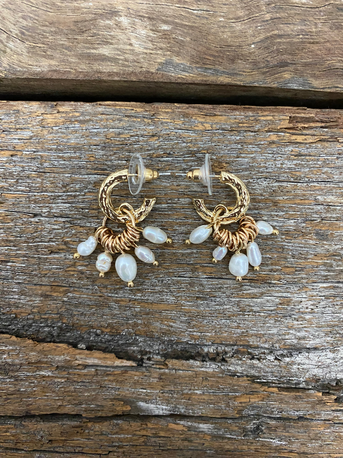 Earrings - Pearl Drop Hoop Earrings