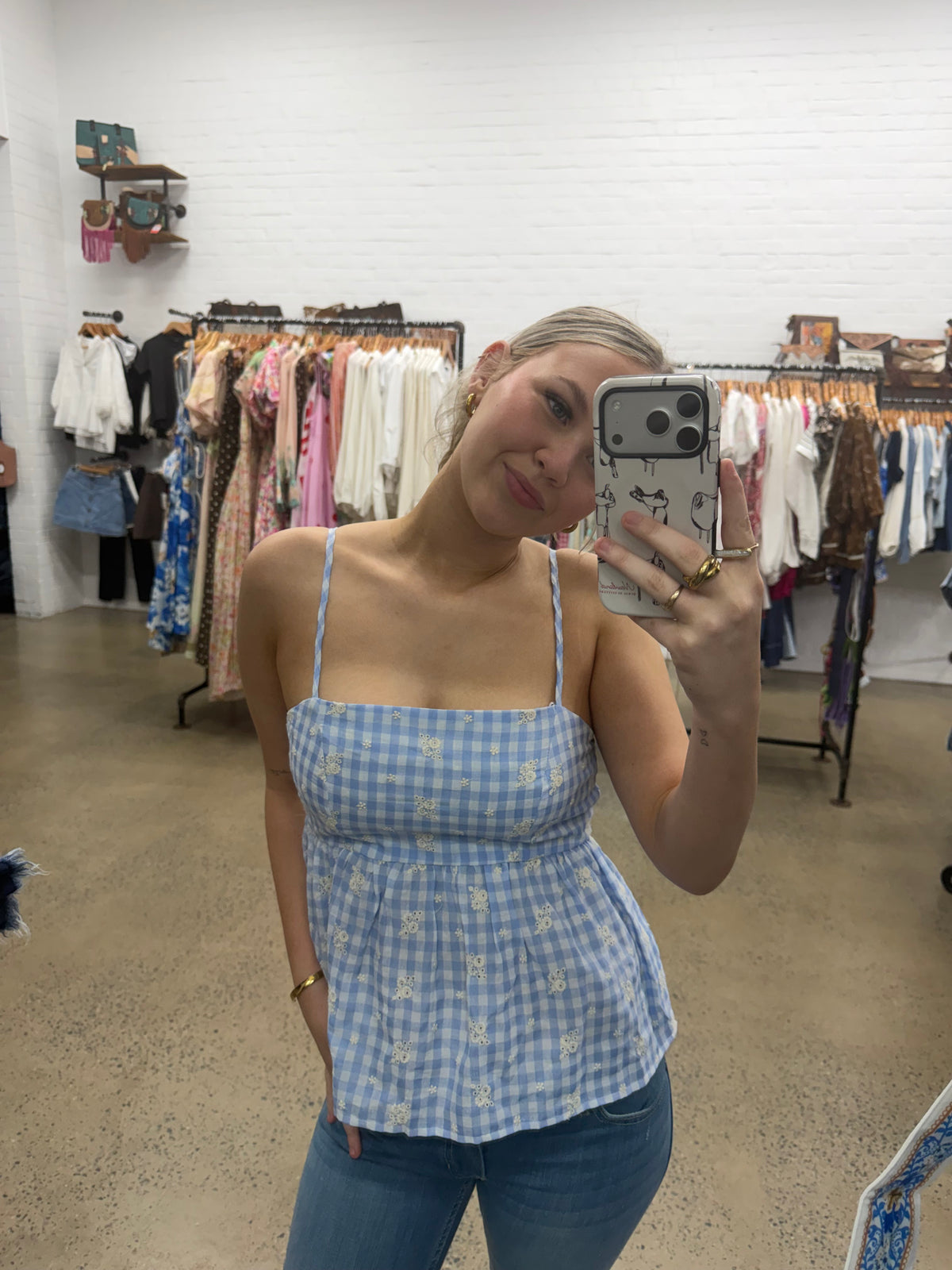 Rae Top - Blue Gingham