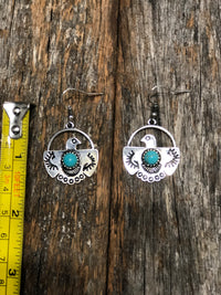 Western Earrings - Turquoise Thunderbird