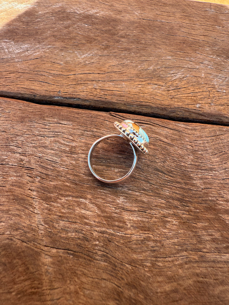 Taffy Adjustable Ring - Silver Turquoise
