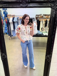 Hadley Top - Cream & Red Floral