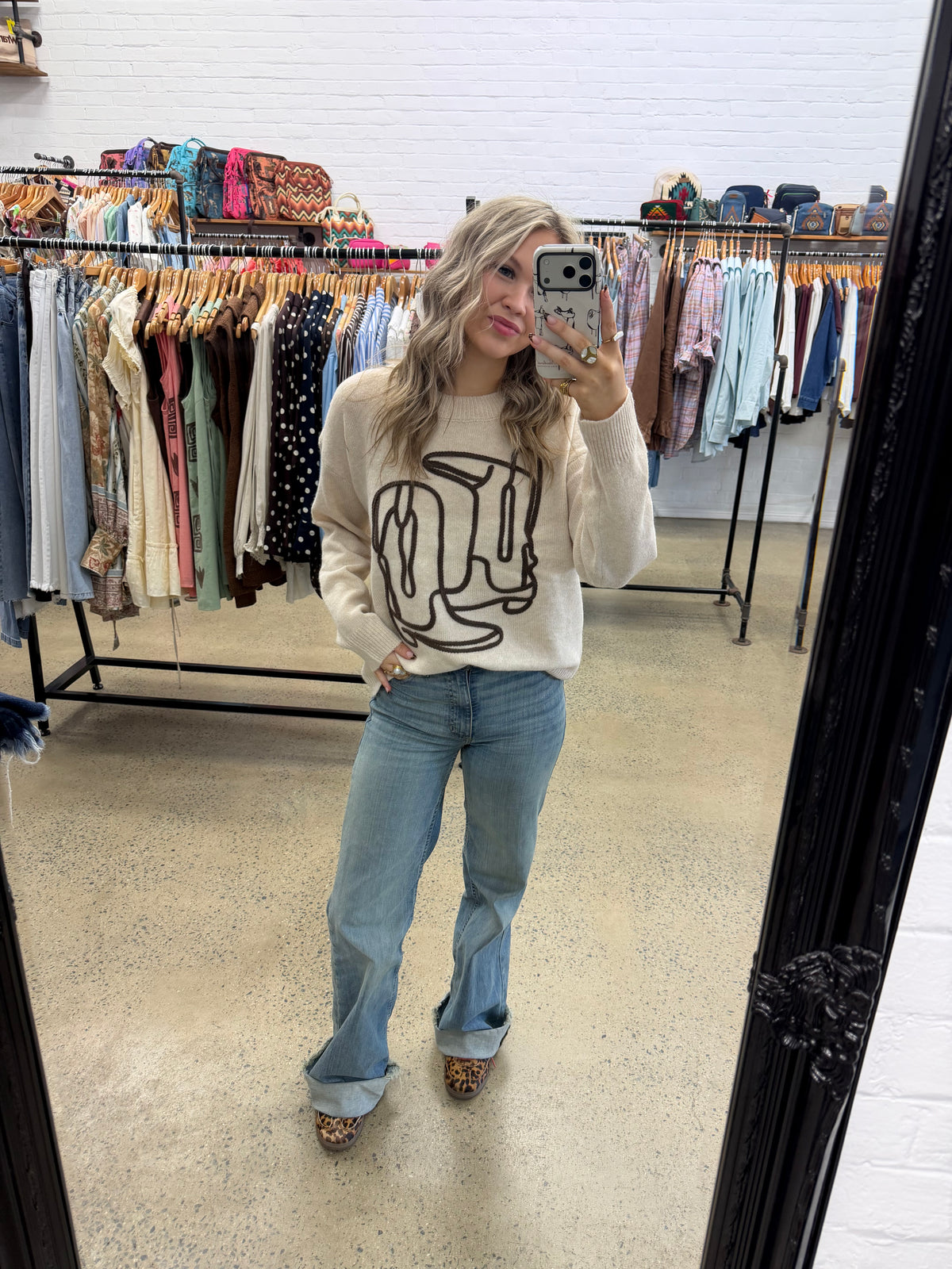 Cowboy Boots Knit - Beige