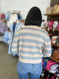 Demi Knit - Blue and Brown Stripe