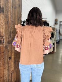 Jacinta Top - Brown Floral