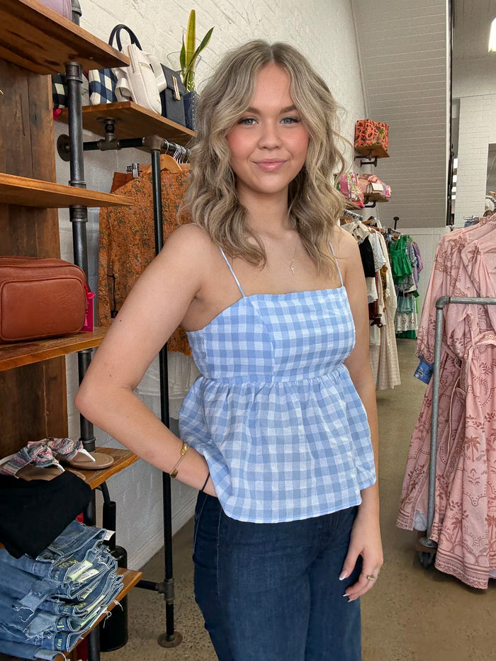 Raleigh Top - Blue Gingham