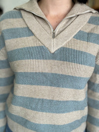 Demi Knit - Blue and Brown Stripe
