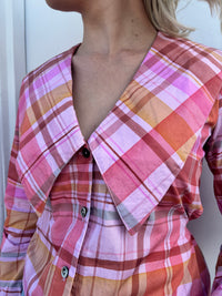 LJC Matilda Top - Poplin Pink Plaid