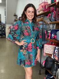 Lucinda Mini Dress - Green Floral
