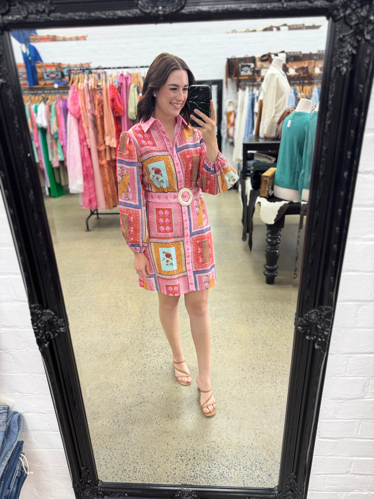 Aurora Mini Dress - Pink With Florals