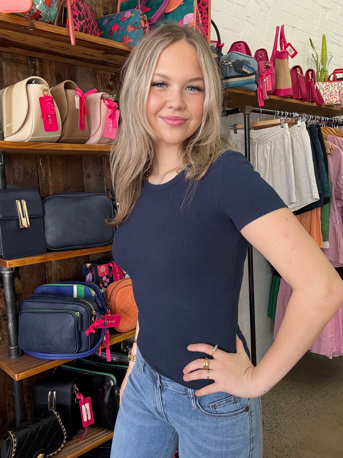 Eve Rib Baby Tee - Navy