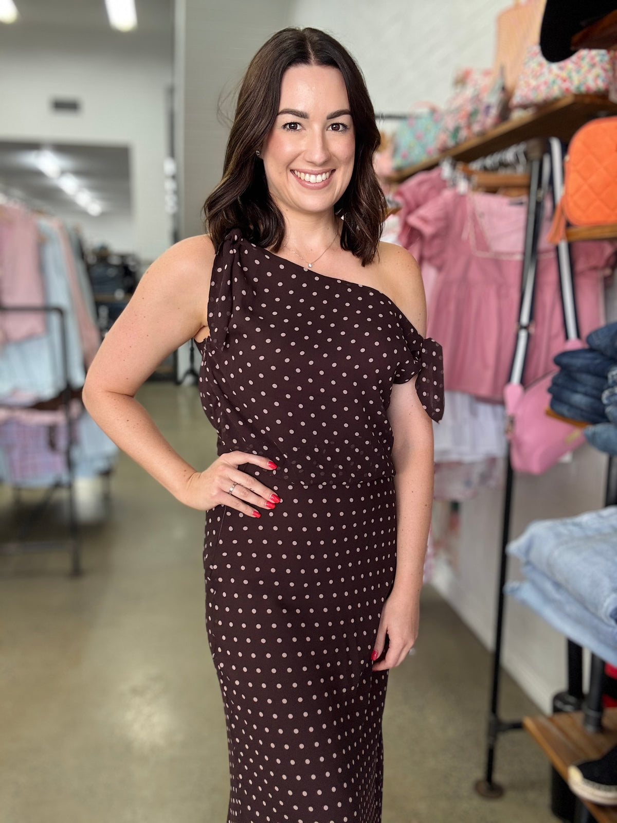 Allie Maxi Dress - Chocolate Polka Dot