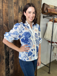 Mabel Top - Blue Floral