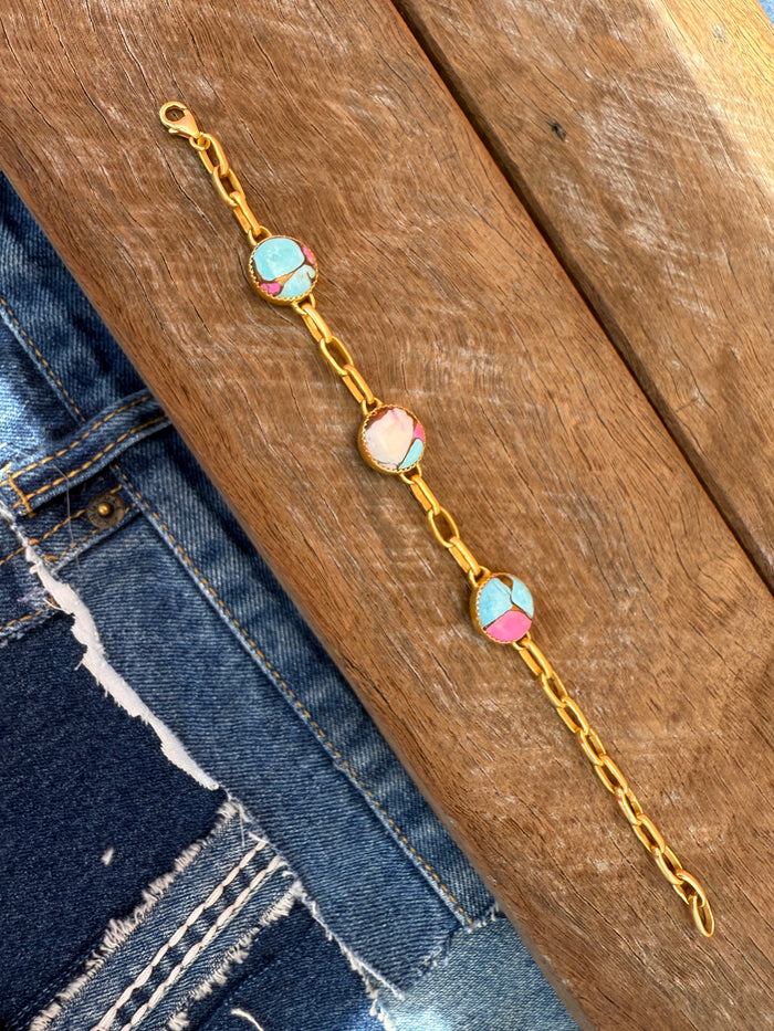 Clarise Bracelet - Cotton Candy Pink Dahlia Stones