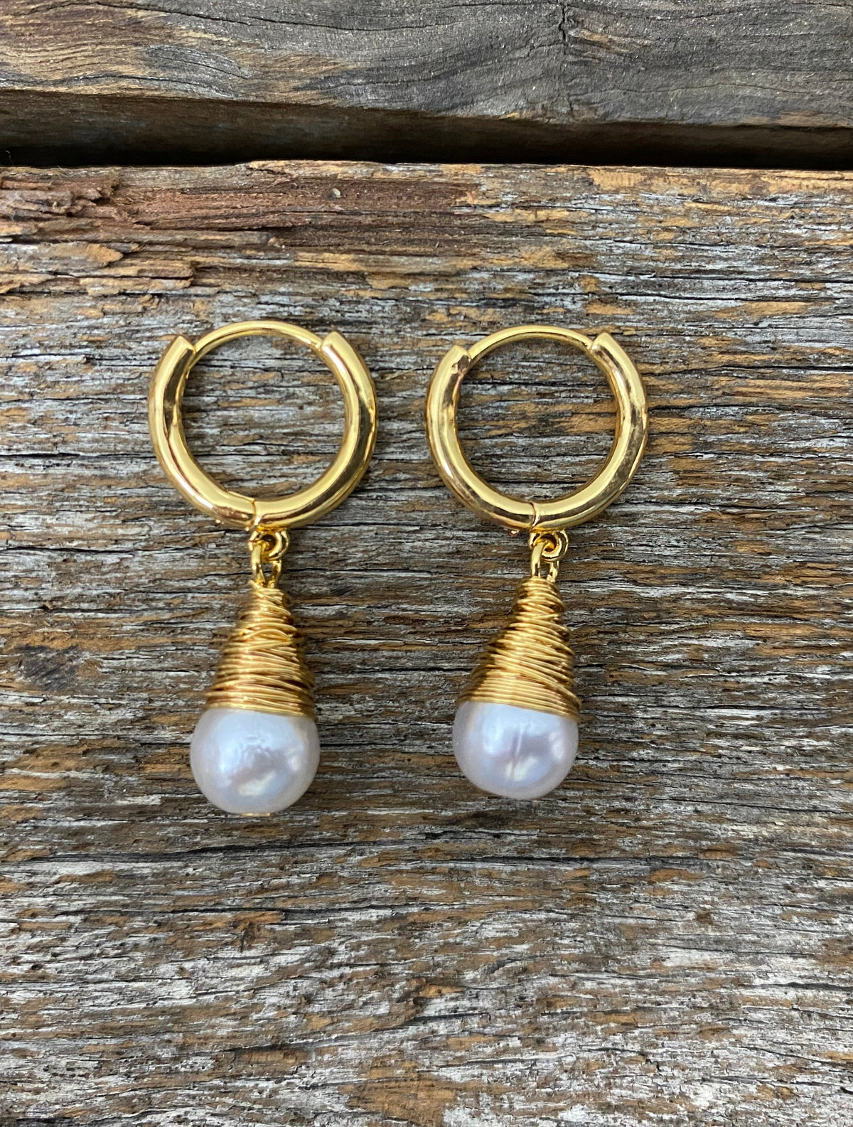 Earrings - Wired Pearl Hoop Earrings