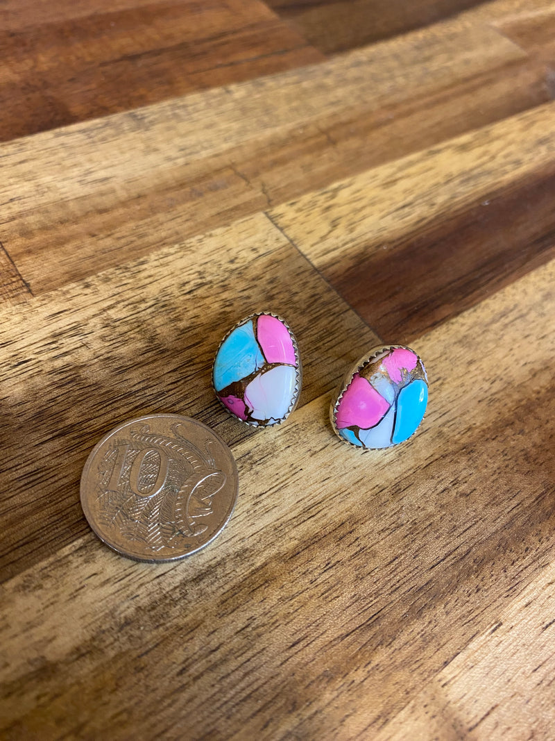 Mindi Earrings - Silver Multicolour Turquoise