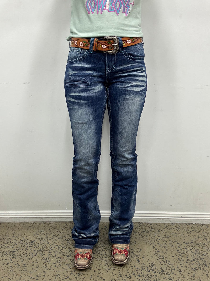 Cowgirl Tuff Jeans - Turquoise Boot Stitch