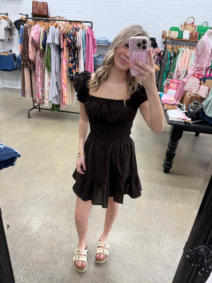 Essential SS Mini Dress - Brown