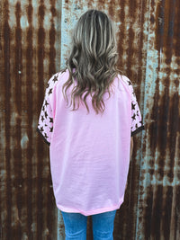 Yeehaw Oversized Tee - Pink & Brown